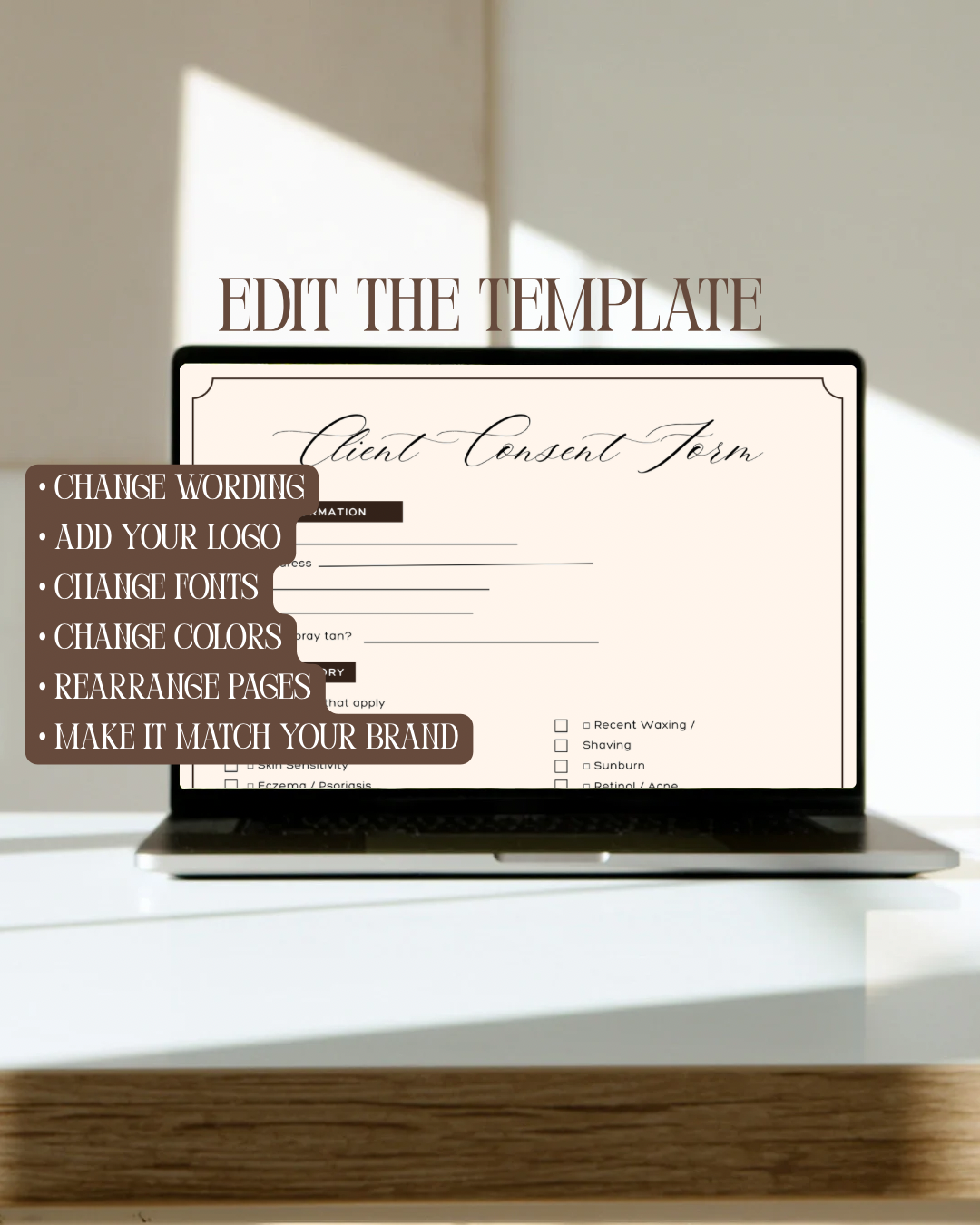 Spray Tan Consent Form Kit | Editable Canva Link